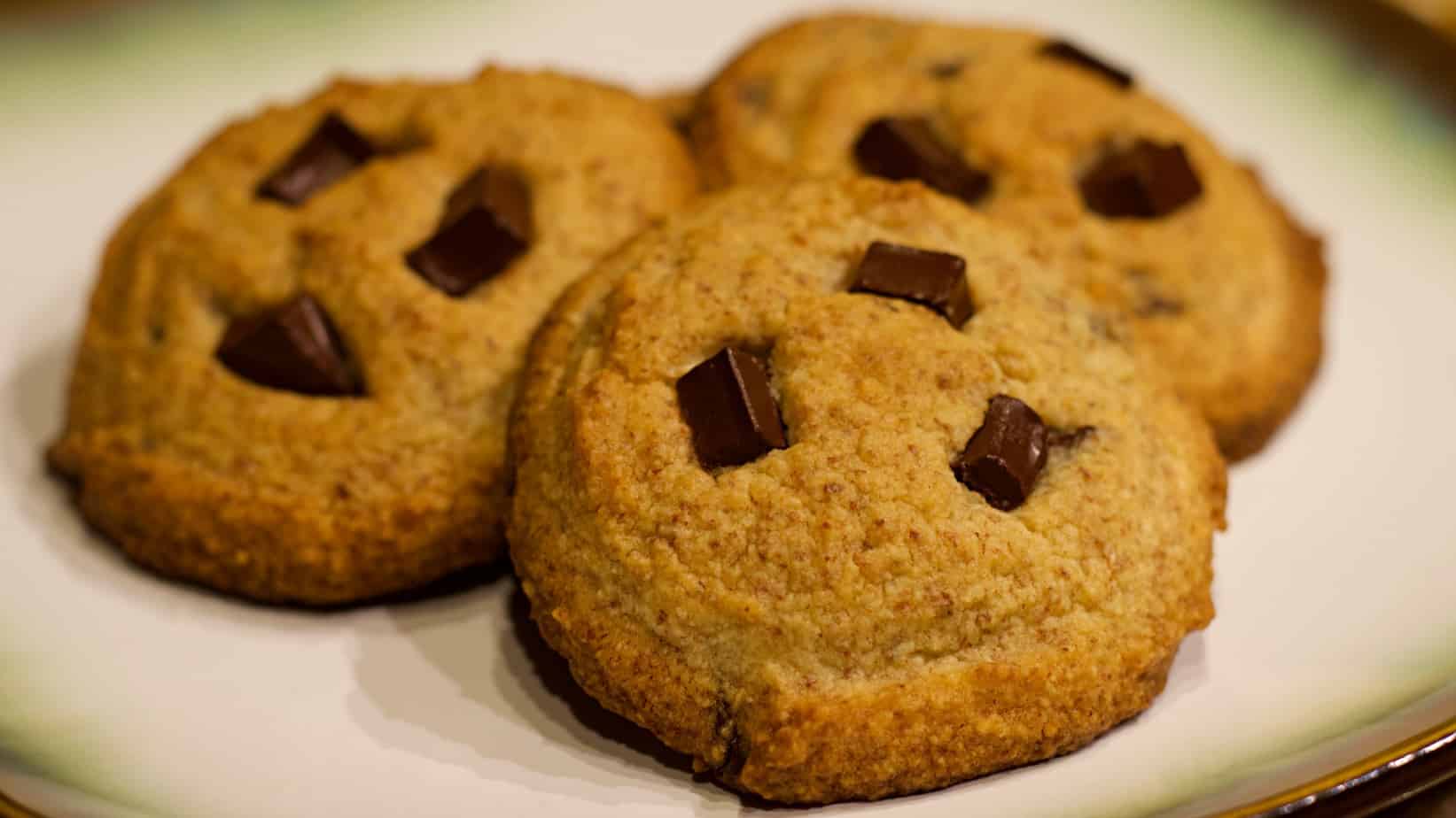 Keto Chocolate Chip Cookie Recipe Closeup Wide