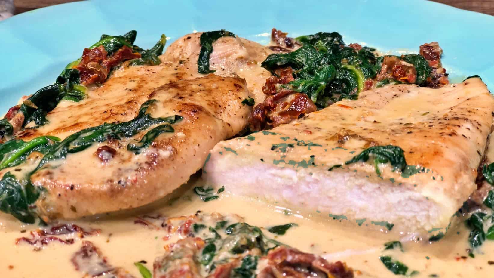 Keto Creamy Tuscan Chicken Featured Image on a Plate
